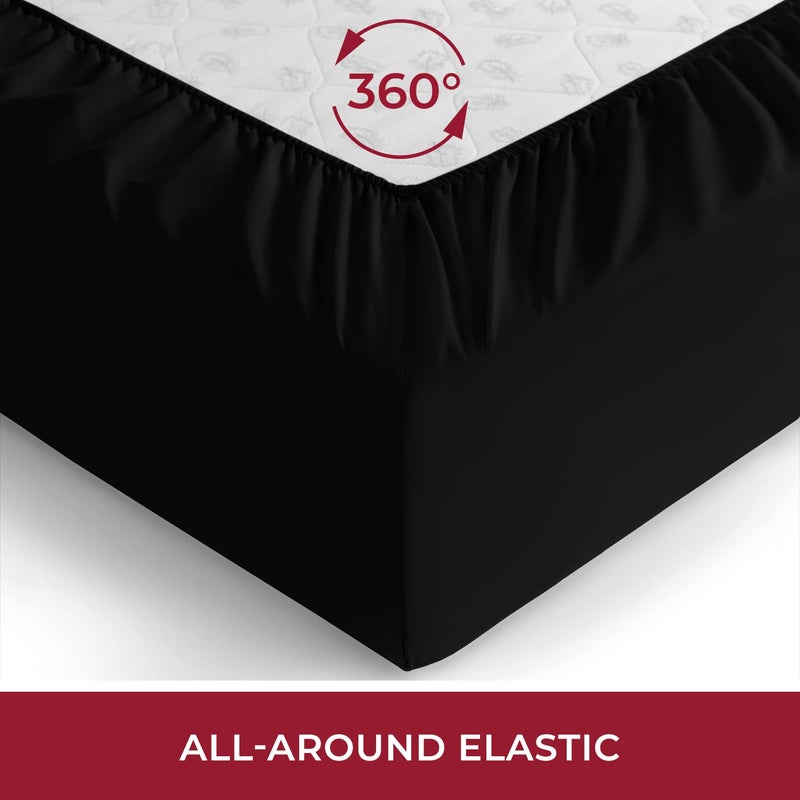 Mellanni Twin Fitted Sheet - Iconic Collection Bedding Sheets with up to 16 inch Deep Pocket - Soft & Cooling - Fade & Stain Resistant - 1 PC (Twin  Black) - Image 4